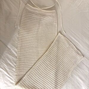 Meshki Raquel Crochet Cream Knit Skirt